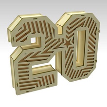 3d number 20 scatola genere disegni laser tagliare cnc lavorazione 3d print model - Mito3D