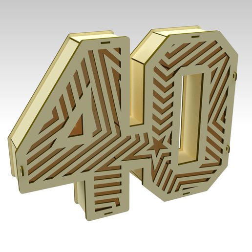 3d number 40 boîte type dessins laser Couper cnc usinage 3D print model - Mito3D