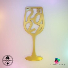 3d ornament - 2021 wine glass happy new year 3d print model - Mito3D