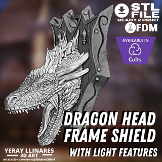 3d picture dragon head light table medieval game thrones dungeons dragons role decoration 3d print model - Mito3D