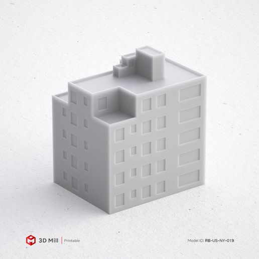 3d print miniature building rb-us-ny-019 architecture printable model house city urban stl 3dprint 3dmodel structure window industrial exterior modular 3dasset door street 3D print model - Mito3D