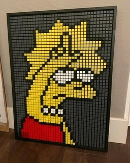 3d drucken Pixel Kunst Lisa Simson jpart Mosaik rot Stein Simpsons Gelb Dekor Dekoration Deko Zuhause Haus 3d print model - Mito3D