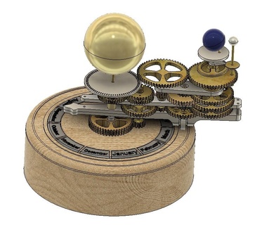 3d printable earth moon orrery solar system machine mechanism gears 3d print model - Mito3D