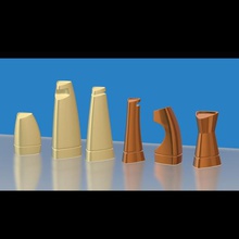 3d stampabile moderno set di scacchi stl, obj 3mf modello stampa gioco moderna astratto il metallo pedone tiepida queen vescovo rook cavaliere 3d print model - Mito3D