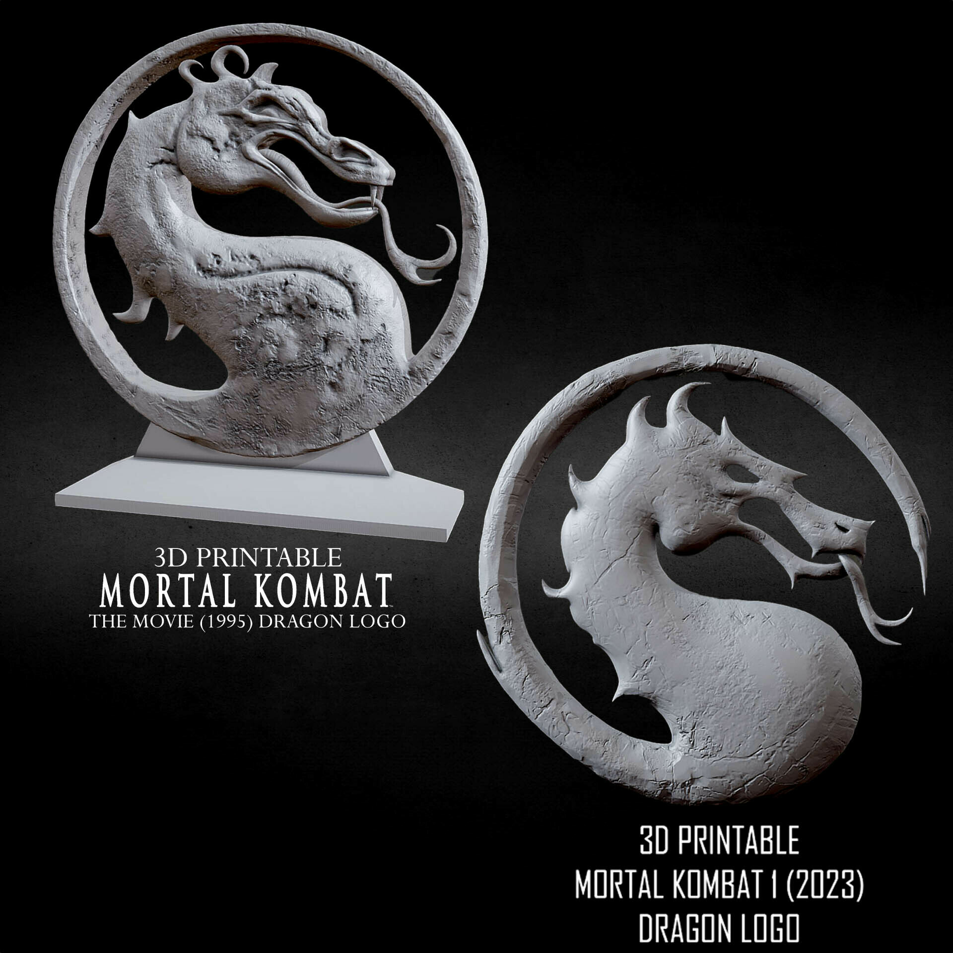 3d imprimível mortal kombat 1995 poster mk1 2023 Dragão logotipo suporte medieval batalha cosplay combate abaixo sub arma escultura lâmina registro colecionável videogame 3D print model - Mito3D