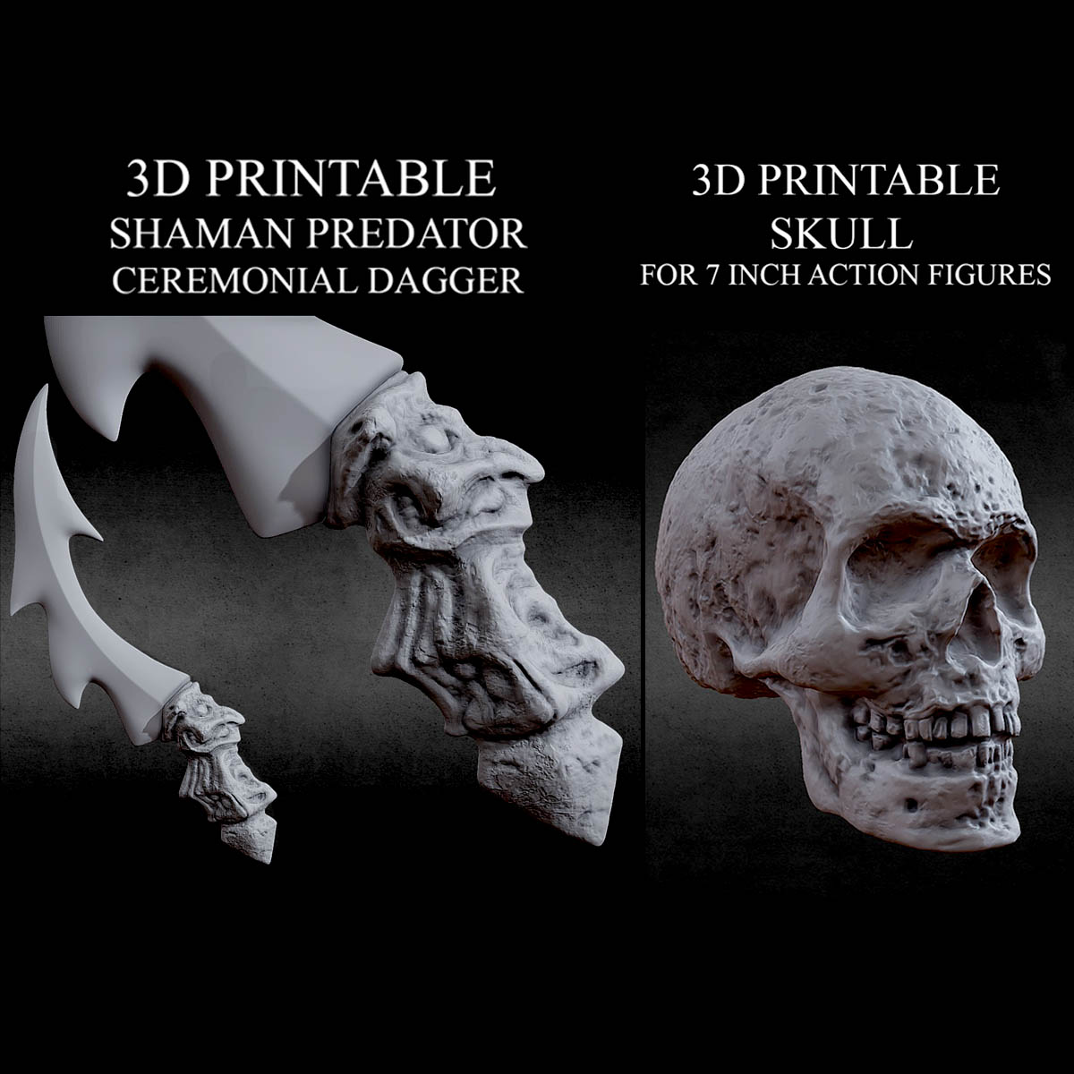 3d yazdırılabilir şaman yırtıcı hançer bıçak kafatası oyun avcısı Yautja alfa silah kemik silahı cehennem orman yumurtlamak aksiyon figürü korku cadılar bayramı Kostüm oyunu Cosplayprop destek koleksiyon 3D print model - Mito3D