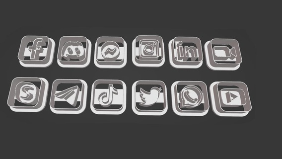 3d printable social media cookie cutters - set 12 digital download Home cutters cookie cookie cutters polymer polymer cutters social media  3d print model - Mito3D