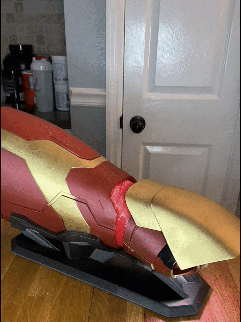 3d printed iron man gauntlet - fully transformable interactive mk 42 inspired tony stark cosplay superhero costume wearable tech comic book repulsor technology marvel collectible armor fan art diy sci-fi handcrafted maker 3D print model - Mito3D