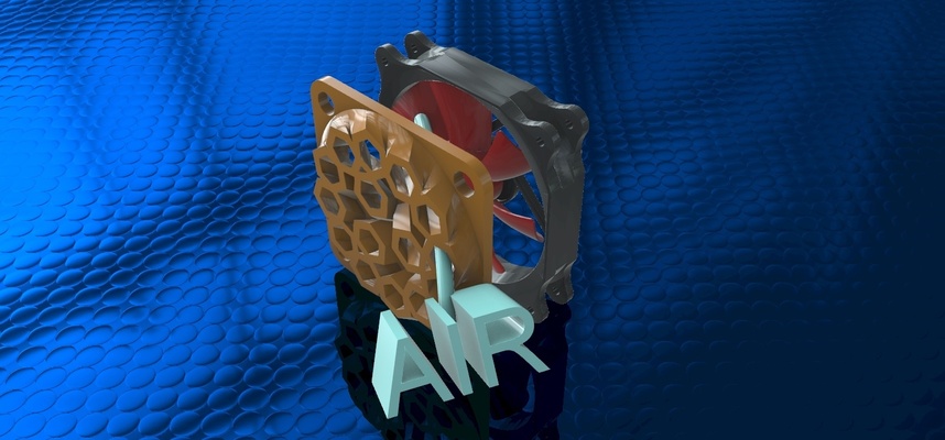 3d stampante futuristico fan guardia stampa pla filatura distruggere d'oro aria sfogo flusso d'aria 3d print model - Mito3D