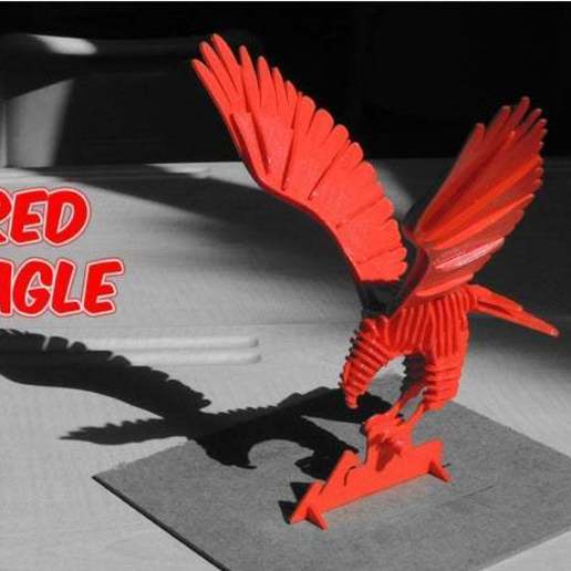 3d puzzle red eagle tool printing toys toy childern animal 3D print model - Mito3D