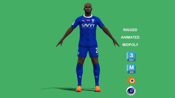 3d rigged kalidou koulibaly al-hilal 2024 football player soccer footballer character model man animation 2023 3d print model - Mito3D