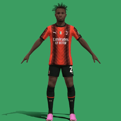 3d rigged samuel chukwueze ac milan 2024 football player soccer footballer character model man animation 2023 3d print model - Mito3D