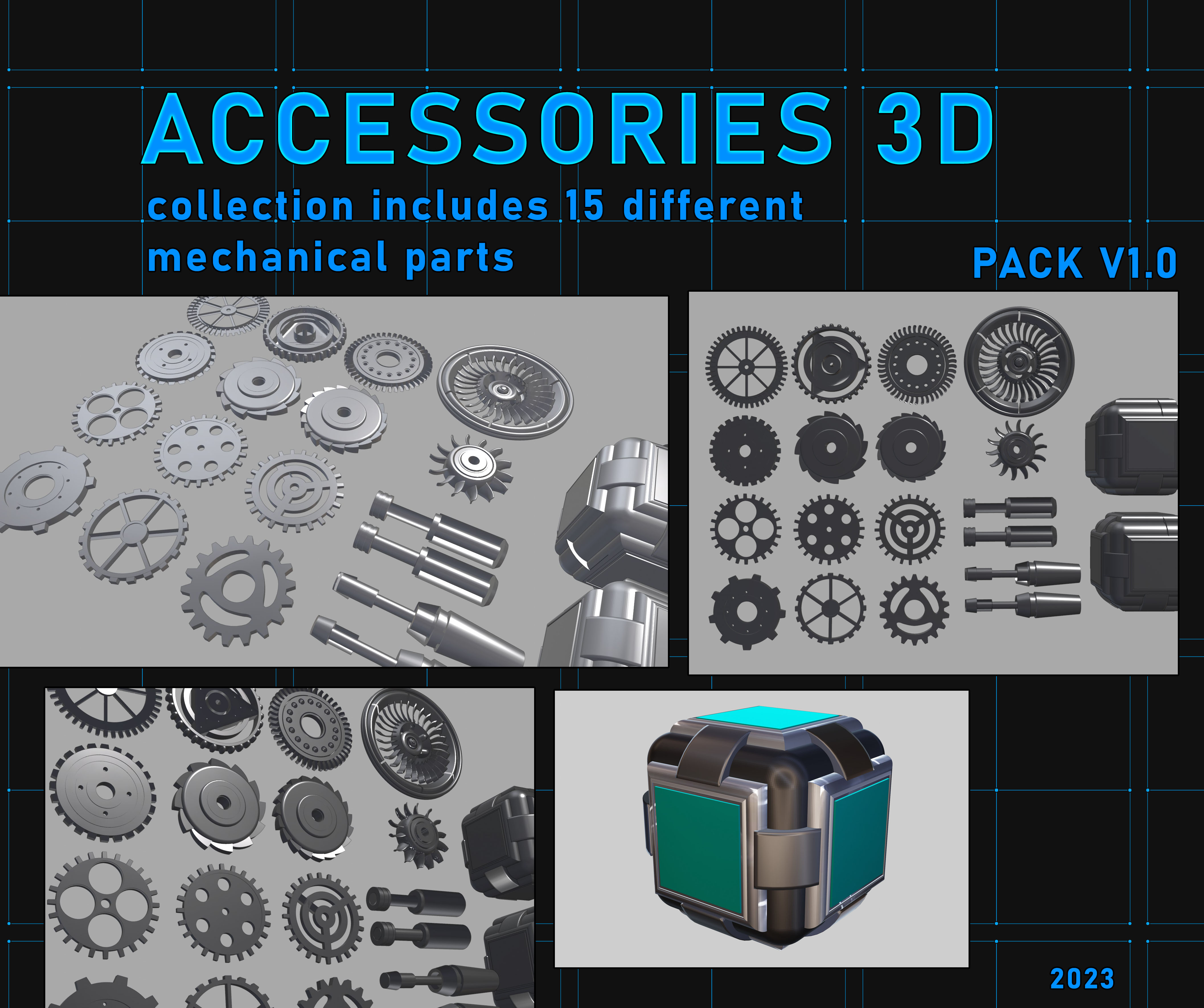 3d robotica Accessori manufatto meccanico fan pistoni 3D print model - Mito3D