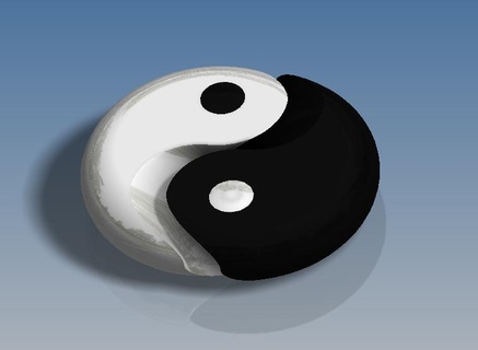 3d rounded ying yang symbol Art signs logos 3d print model - Mito3D