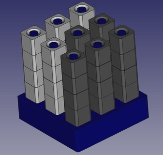 3d tictactoe stl expediente juego tic tac dedo pie tablero conectar 4 in fila Roca color artilugio 3d print model - Mito3D