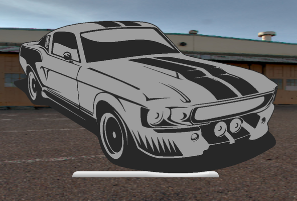 3d vetor imagem auto carro motor musclecar presente arte mustang shelby enfeite v8 raça 3d print model - Mito3D