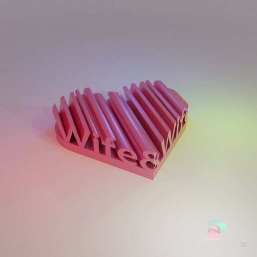 3d word shape hearts wife & lesbian heart pandoranium3d wedding gift love 3D print model - Mito3D