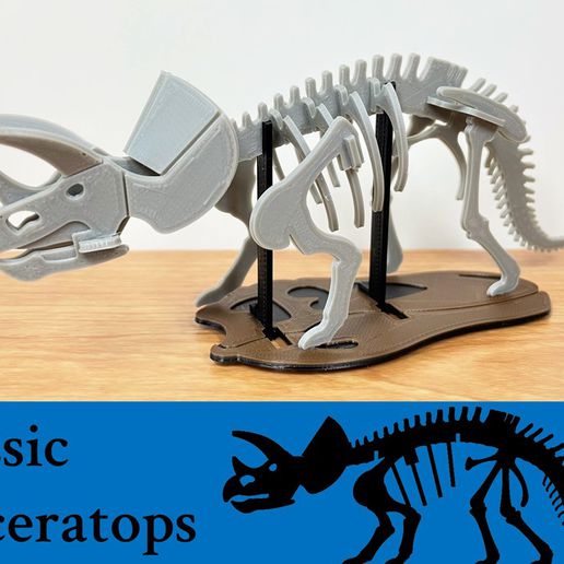 3dino puzzle classic style triceratops 3D print model - Mito3D