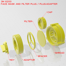 3m 6200 maske filtre fiş plug adapter 3d print model - Mito3D