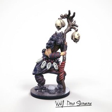 32mm miniature wolf paw shaman game barbarian warband wargame wargames tabletop warhammer d&d clan tribal mage fantasy 28mm 3d print model - Mito3D