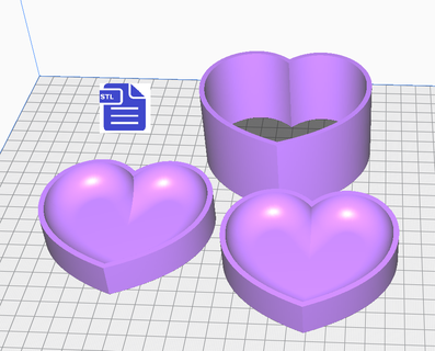 3pc bolha coração banho bombear mofo inchado arredondado 3 peça pressione mão construir suprimentos 3d print model - Mito3D