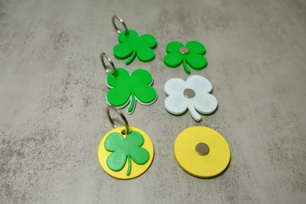 4-leaf clover keychains & magnets mysticmesh3d keychain st patricks day 4 leaf 3d print model - Mito3D