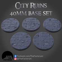 40mm city ruins base set supported game 40k warhammer bases basing wargaming sci-fi fantasy streets stone cobblestone brick 3d print model - Mito3D