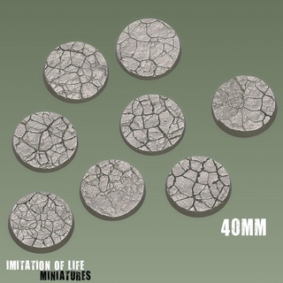 40mm cracked earth bases 8 Game soil dry desert wasteland presupported sci-fi fantasy post apocalyptic 3d print model - Mito3D
