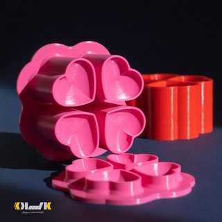 4 1 embossed heart banyo bombası kalıp iş Bathbombmold sabun kendin yap 3d print model - Mito3D