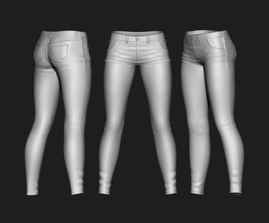 4 3d modèle pantalon jeans boutons poches plissé mode personnage Vêtements haleter tissu vêtements tenue costume jean merveilleux 3d print model - Mito3D