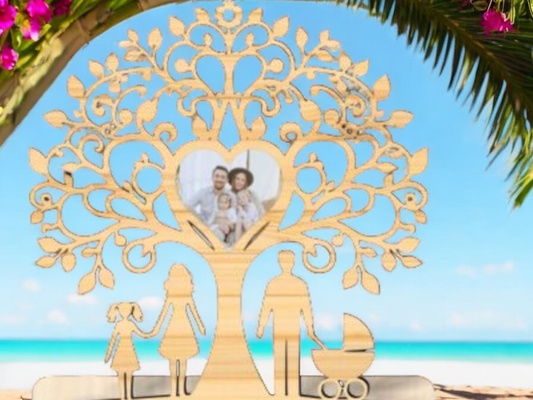 4 arbre de vie svg photo famille avec chat d coupe laser fichier num rique dxf mandala 3d contreplaqu papier art cr ation d'art 3d print model - Mito3D