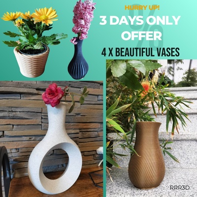 4 wunderschönen vasen zuhause haus vase stl datei 3d drucken 3d print model - Mito3D