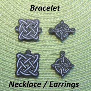 4 celtico simbolo 2 collane braccialetti orecchini gioielleria braccialetto collana orecchino orecchie collo cinghia pendente arte nero bianca linea logo attraversare 3d print model - Mito3D