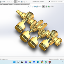 4 cylinder crank assembly 3d print model - Mito3D