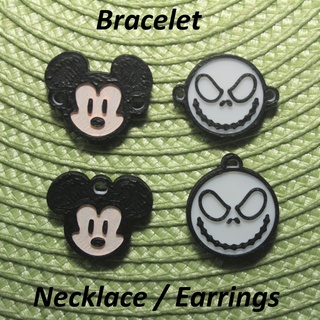 4 Disney 2 colares pulseiras brincos joalheria pulseira colar brinco orelhas pescoço alça pingente arte Preto branco linha chaveiro mickey macaco Skellington minnie 3d print model - Mito3D