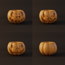4 halloween pumpkin candleholders jack o' lantern candle vegetable 3d print model - Mito3D