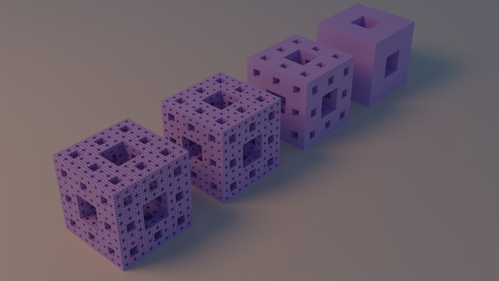 4 níveis of menger esponja arte fractal 3d print model - Mito3D