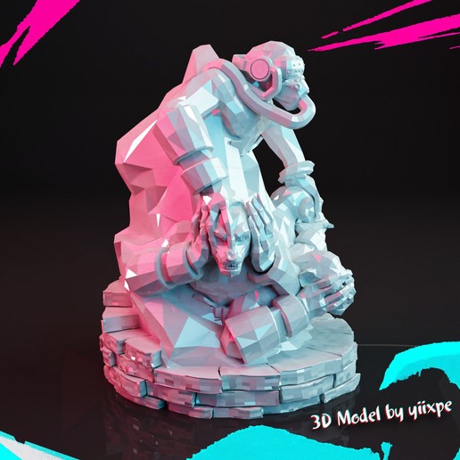 4 Affen Affe poly Yiixpe China niedrig Spiele Spielzeug Spiel Wiedereintritt liefern Wagen Straße Figuren Konzept Roboter Kunst schwarz Mädchen niedlich Manga 3D print model - Mito3D