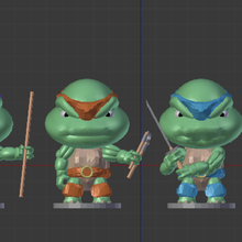 4 ninja chibi tartarugas Donatello Michelangello leonardo Raphaello shreider animado filme tartaruga 3d print model - Mito3D