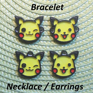 4 pokemon 1 necklaces bracelets earrings jewelry bracelet necklace earring ears neck strap pendant art black white line pok mon pikachu nintendo pika 3d print model - Mito3D