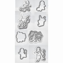 4 pokemon kesici işaretleyici kil polimerik yazı tipi kurabiye Pikaçu Bulbasaur sincap kesme 3d print model - Mito3D