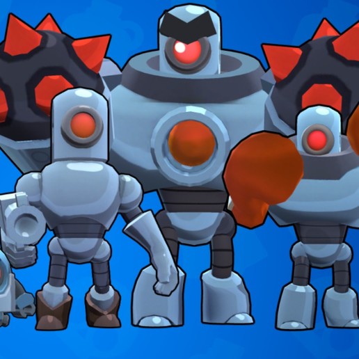 4 robots brawl star game boss stars robot 3D print model - Mito3D
