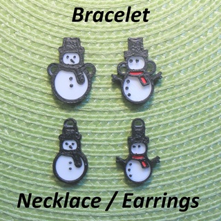 4 snowman necklaces bracelets earrings jewelry bracelet necklace earring ears neck strap pendant art black white line snow christmas xmas 3d print model - Mito3D