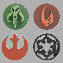 4 étoile guerres rebelle impérial mythosaure boueux logo sceau insigne mandalorien boba fett livre mythosuar 3d print model - Mito3D