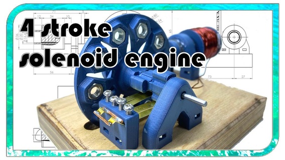 4 carrera solenoide motor 3d impreso partes Ingenieria 3d print model - Mito3D