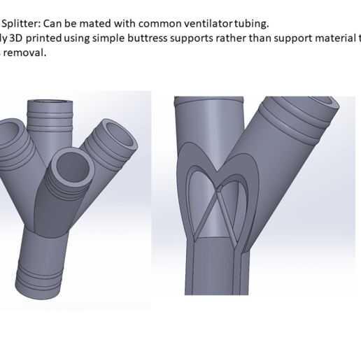 4 way ventilator splitter tool 3D print model - Mito3D