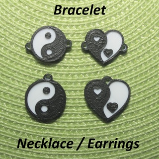 4 yin yang necklaces bracelets earrings jewelry bracelet necklace earring ears neck strap pendant art black white line zen logo symbol japan 3d print model - Mito3D