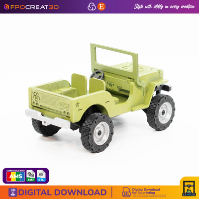 4x4 krieg fahrzeug stl digital download 3d drucken jeep willys to montieren trimmen terrain 3d print model - Mito3D