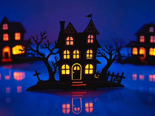 4x halloween maison thé lumière ensemble accueil hanté effrayant terrifiant bougie chauffe plat lampe trousse 2024 lumières facile drôle citrouille d'halloween minuscule 3d print model - Mito3D