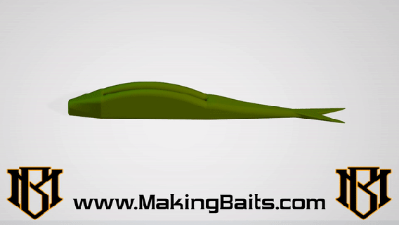 5-inch 127mm split tail jerk bait positive open pour mold making lure fluke soft plastic baits lures diy 3d print model - Mito3D
